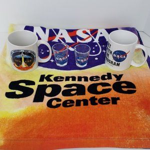 NASA Bundle Beach Towel, Mugs, Shot Glasses NWT